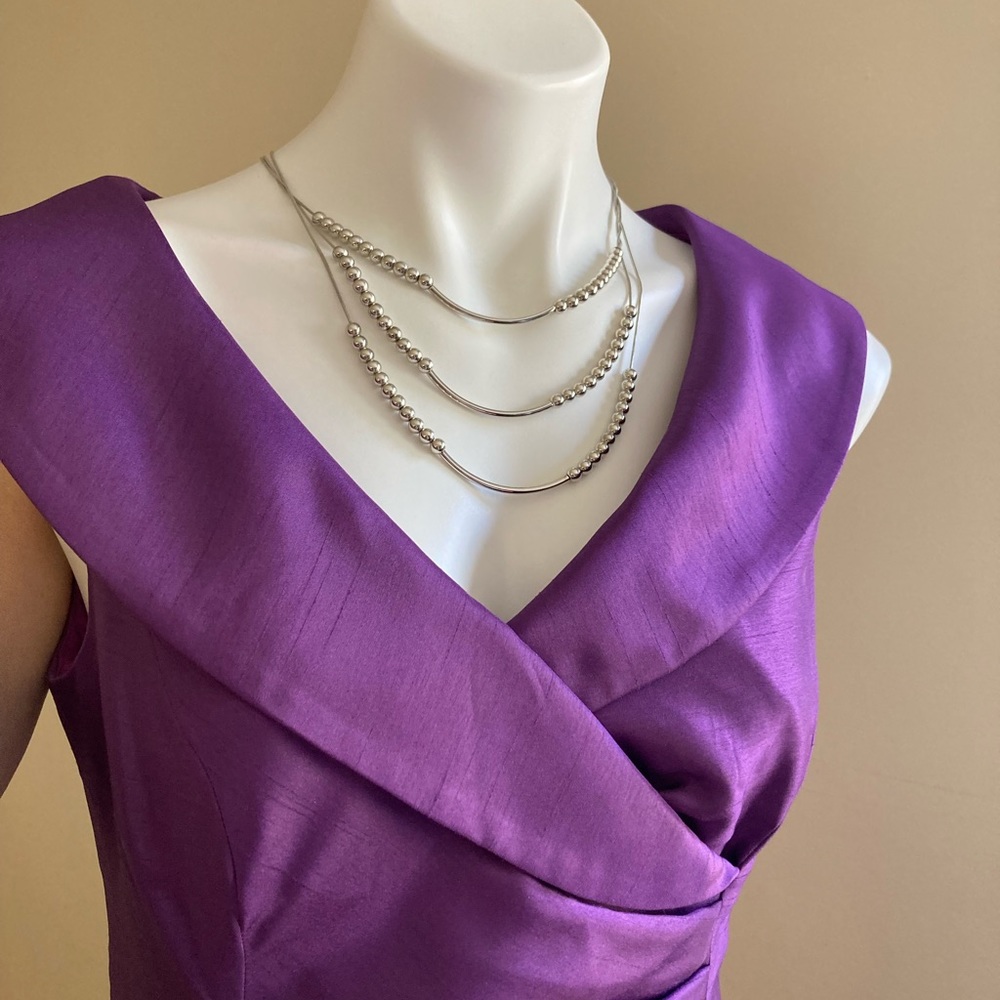 EVAN PICONE Purple Sleeveless Faux Wrap Cocktail Dress Sz. 8 - Picture 11 of 15
